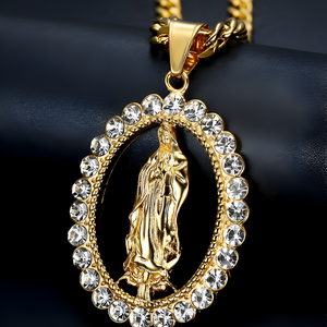 Collar Colgante Virgen María bañado en oro