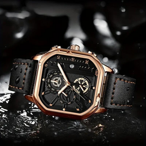 Reloj de pulsera clásico de oro rosa para hombre.