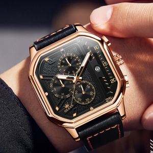 Reloj de pulsera clásico de oro rosa para hombre.