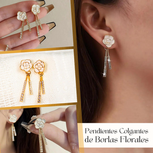 Pendientes de Borla Larga con Flores