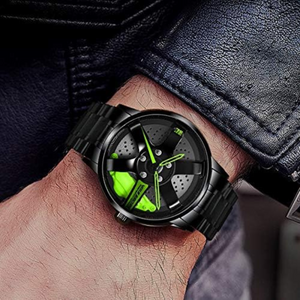 El reloj de pulsera de lujo para hombres con diseño de rueda.