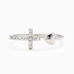 Trinity™ | Anillo Ajustable Cruz Corazón Pedrería