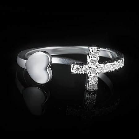 Trinity™ | Anillo Ajustable Cruz Corazón Pedrería